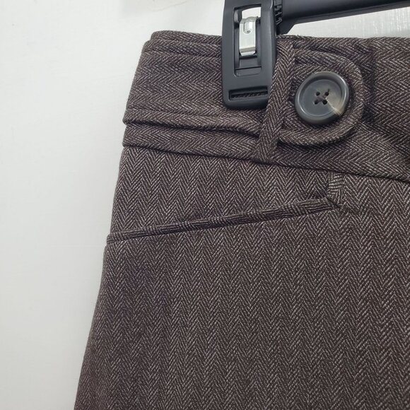 Elle Retro Romance Womens Brown Herringbone Flat Front Cropped Dress Pants NWT 8 - Picture 2 of 7